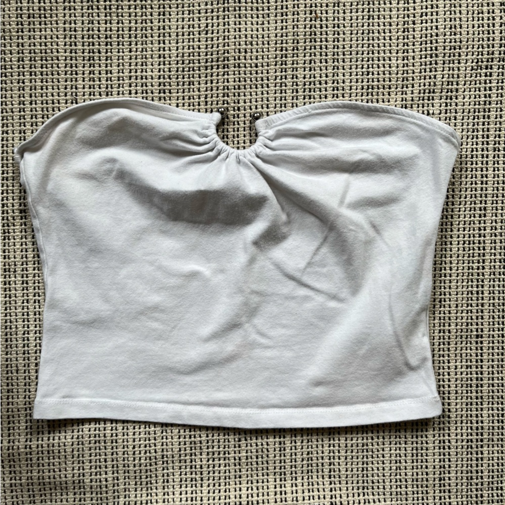 Ambiance White Sleeveless Cropped Top Size Large